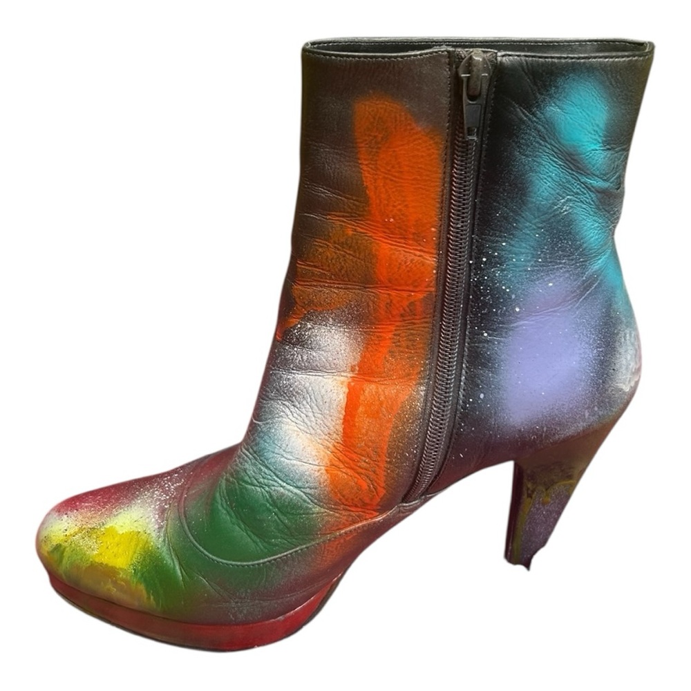 Vintage hand painted one of a kind platform bootie heels